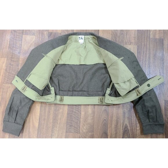 French Military Ike Style 1958 Olive Wool Jacket Gold Buttons 14 Delrieu Lyon - Picture 9 of 14